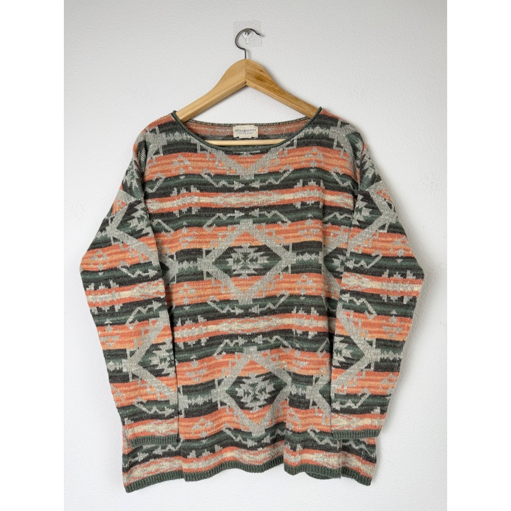 Denim & Supply Ralph Lauren Women Cotton Sweater XL Orange Southwestern Geo